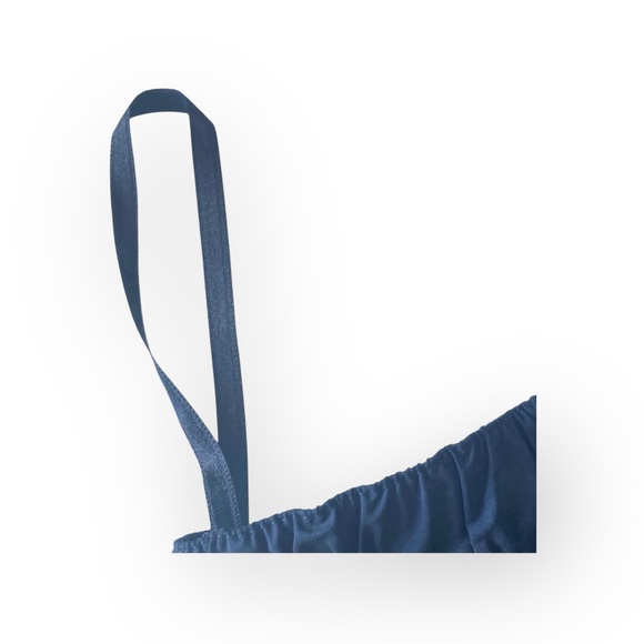 new 7 for All Mankind® ㋛ Shiny Taffeta Strapless Peplum Top  ㋛ Midnight Navy ㋛ L - Picture 13 of 16